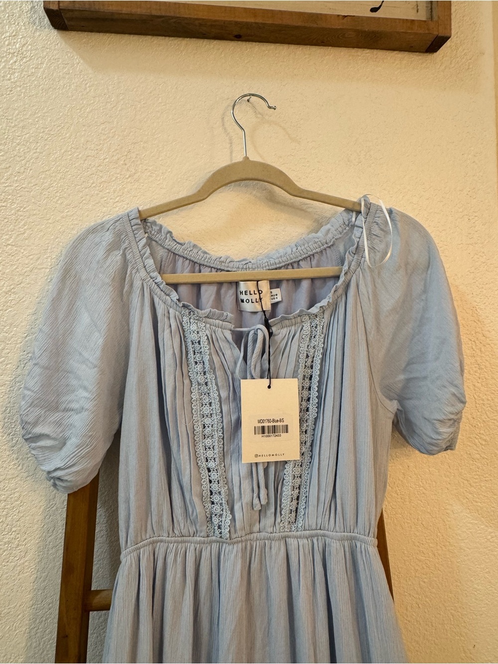 Hello Molly High Above the Clouds Tiered Midi Dress Cottagecore Feminine SZ 4 - Picture 8 of 16